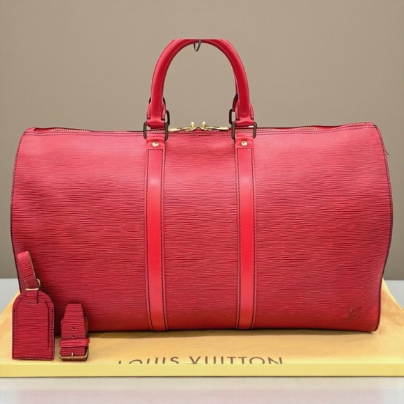 Louis Vuitton Red Epi Keepall 45 Weekender Bag EUC! - Picture 8 of 10